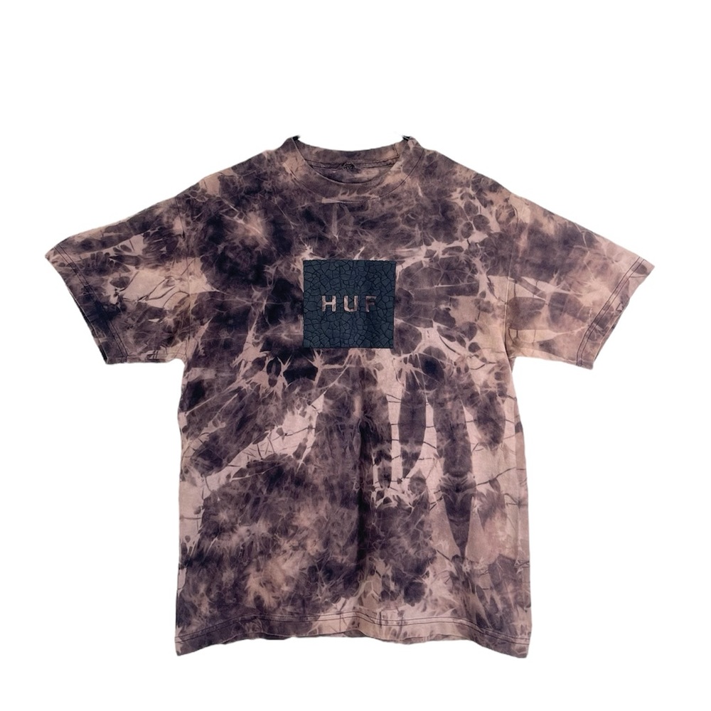 HUF T-Shirt Streetwear, Acid Wash, Loose Fit, Heavy Cotton, Crew Neck Tee Skater